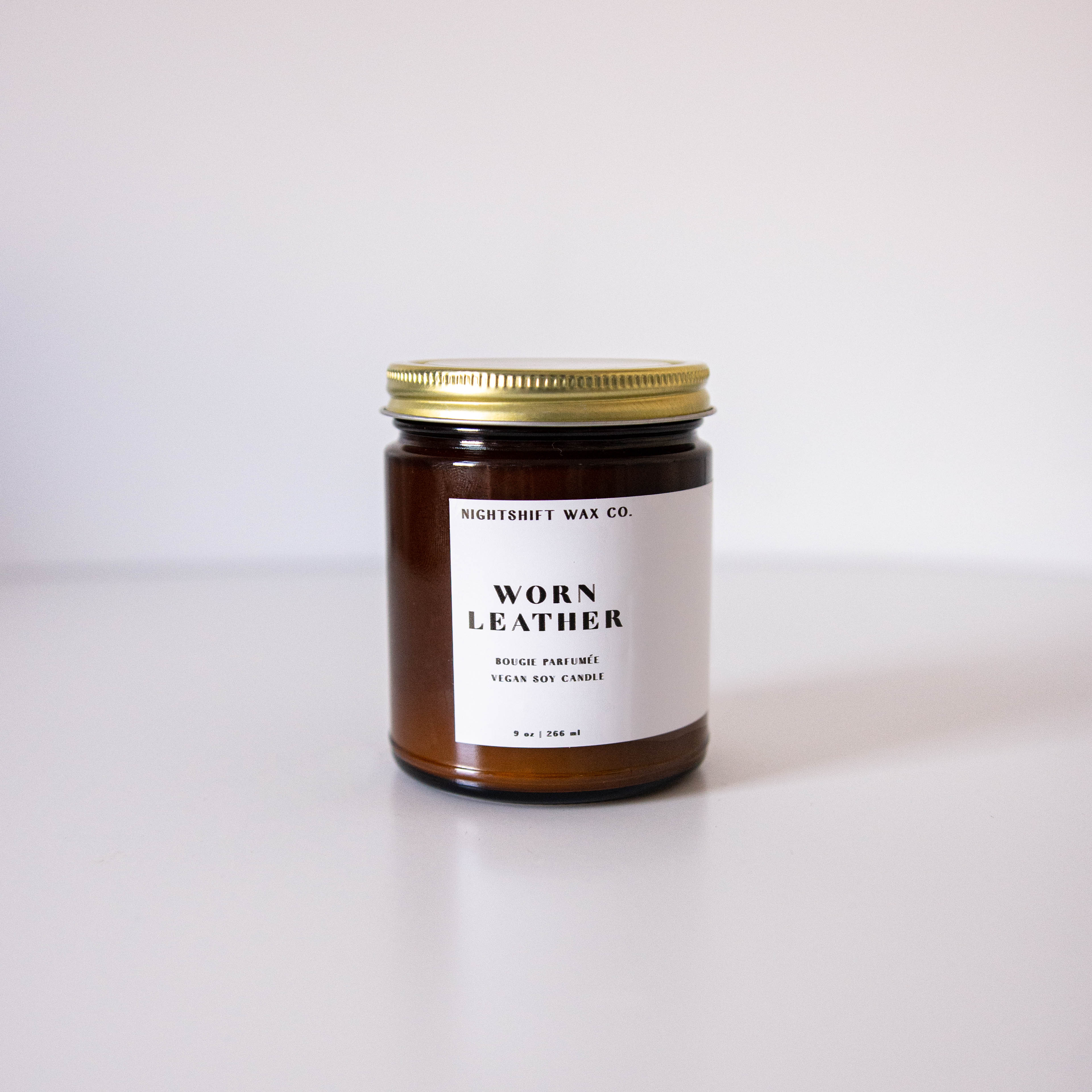 Leather_9oz-1 Worn Leather Soy Candle - Image 1