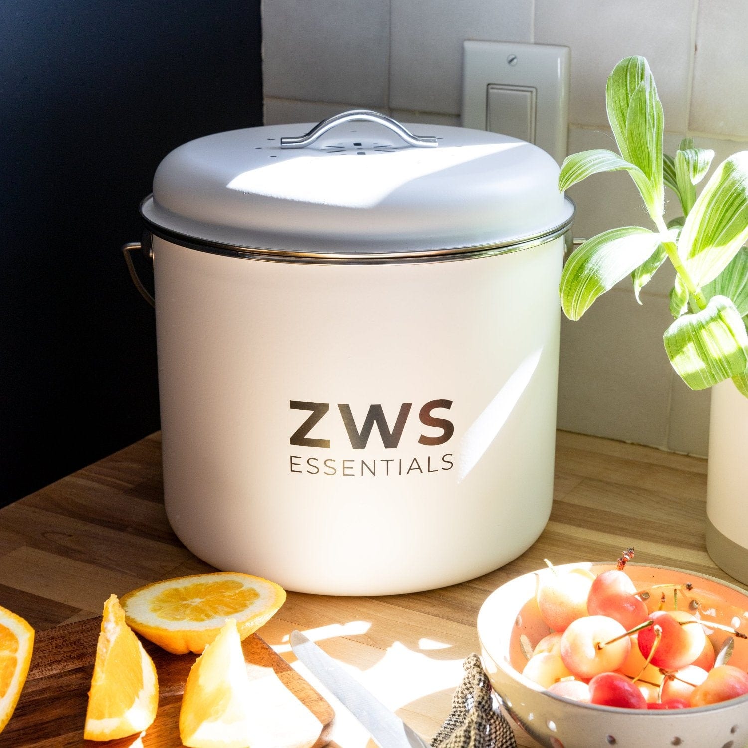 zws-essentials-countertop-compost-bin-stainless-steel-kitchen-compost-bin-6-5-liter-plastic-free-34412328878191 Countertop Compost Bin - Image 1